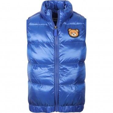 Teddy Logo Patch Padded Gilet in Blue Teddy Logo Patch Padded Gilet in Blue