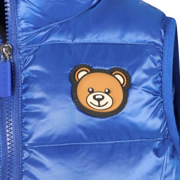 Teddy Logo Patch Padded Gilet in Blue Teddy Logo Patch Padded Gilet in Blue