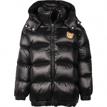 Teddy Logo Patch Padded Winter Jacket in Black Teddy Logo Patch Padded Winter Jacket in Black