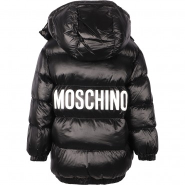Teddy Logo Patch Padded Winter Jacket in Black Teddy Logo Patch Padded Winter Jacket in Black