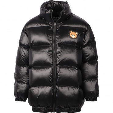 Teddy Logo Patch Padded Winter Jacket in Black Teddy Logo Patch Padded Winter Jacket in Black