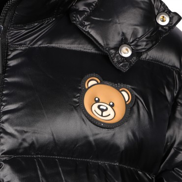 Teddy Logo Patch Padded Winter Jacket in Black Teddy Logo Patch Padded Winter Jacket in Black
