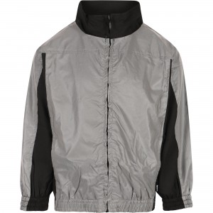 Color Blocks Zipped Jacket in Grey and Black Color Blocks Zipped Jacket in Grey and Black