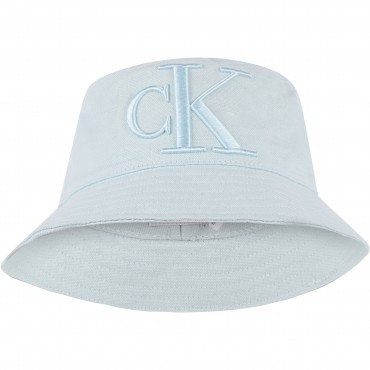 Embroidered Logo Bucket Hat in Light Blue Embroidered Logo Bucket Hat in Light Blue