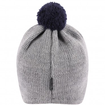 Car Print Woolen Pom Pom Cap in Grey Car Print Woolen Pom Pom Cap in Grey