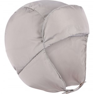 Down Padded Winter Cap with Ear Flaps in Grey Down Padded Winter Cap with Ear Flaps in Grey