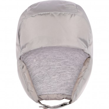 Down Padded Winter Cap with Ear Flaps in Grey Down Padded Winter Cap with Ear Flaps in Grey