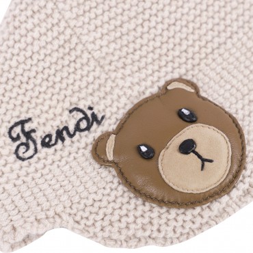 Mink Pom Pom Cashmere Winter Cap with Ear Flaps in Beige Mink Pom Pom Cashmere Winter Cap with Ear Flaps in Beige