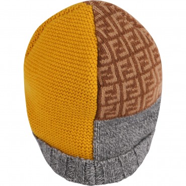 Patchwork Design Logo Woolen and Cashmere Beanie Patchwork Design Logo Woolen and Cashmere Beanie