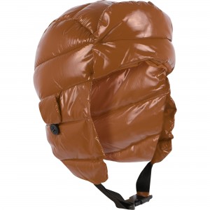 Puffed Glossy Helmet-Cap in Brown Puffed Glossy Helmet-Cap in Brown