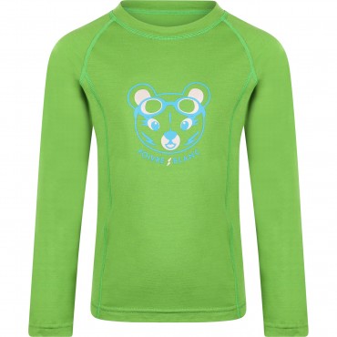 Bear Print Merino Wool Long-Sleeved Tee in Green Bear Print Merino Wool Long-Sleeved Tee in Green