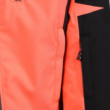 Color Block Logo Ski Jacket in Orange and Black Color Block Logo Ski Jacket in Orange and Black