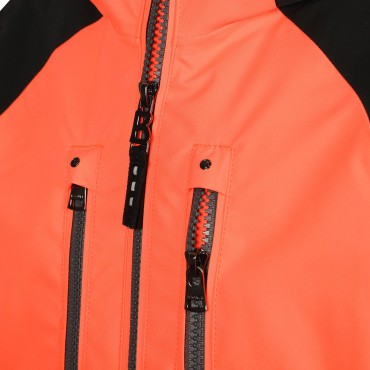 Color Block Logo Ski Jacket in Orange and Black Color Block Logo Ski Jacket in Orange and Black