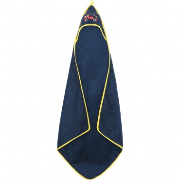 Firetruck Hooded Towel in Navy Firetruck Hooded Towel in Navy