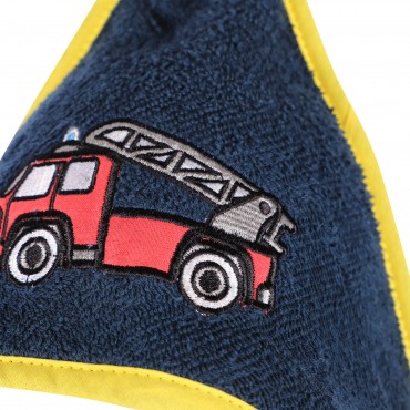 Firetruck Hooded Towel in Navy Firetruck Hooded Towel in Navy
