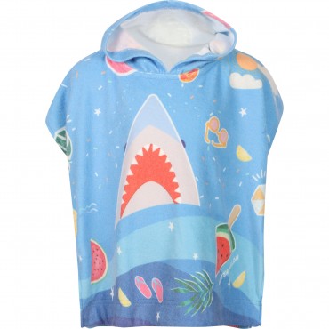 Shark Print Hooded Towel in Blue Shark Print Hooded Towel in Blue