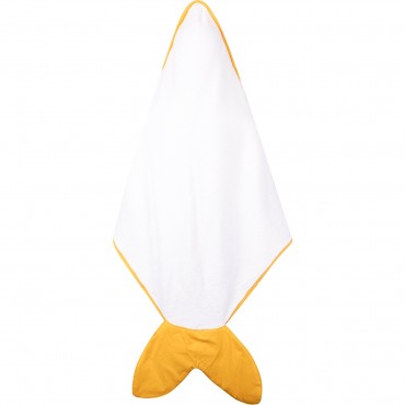 Shark Tail Hooded Towel in White and Yellow Shark Tail Hooded Towel in White and Yellow