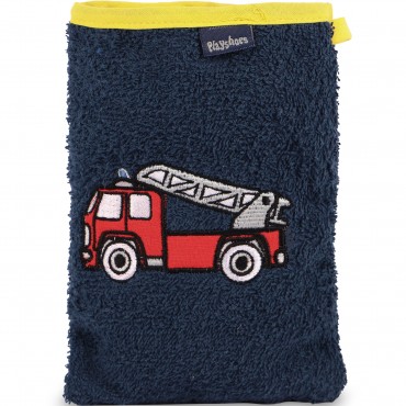 Firetruck Hooded Towel and Wash Mitt Set in Navy Firetruck Hooded Towel and Wash Mitt Set in Navy