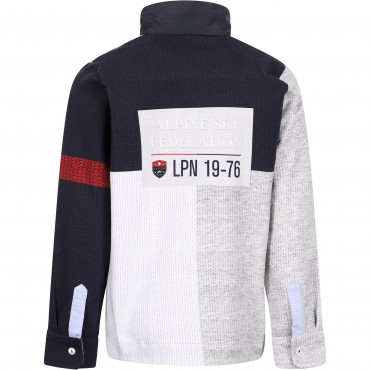 Half-Zip Sweatshirt and Track Pants Set in Blue, White and Grey Half-Zip Sweatshirt and Track Pants Set in Blue, White and Grey