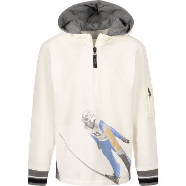 Skier Print Tracksuit in White and Navy Skier Print Tracksuit in White and Navy