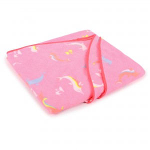 Dolphins Print Round Logo Beach Towel in Pink Dolphins Print Round Logo Beach Towel in Pink