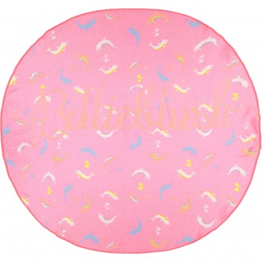 Dolphins Print Round Logo Beach Towel in Pink Dolphins Print Round Logo Beach Towel in Pink